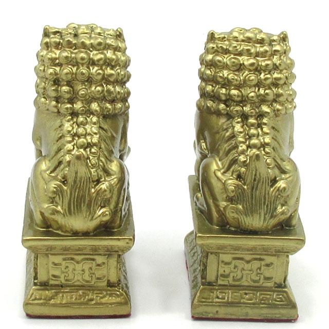 風水 獅子 シシ 狛犬 シーサー しし 対 雌雄 ペア 銅製 置物 高さ約