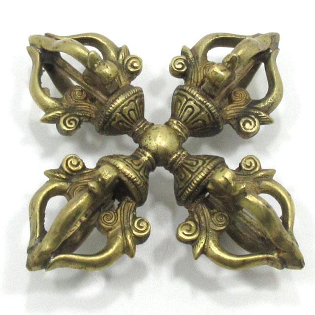 密教法具 カツマ 羯磨 銅製 Lサイズ 約14．5cm 十字 バジュラ 五