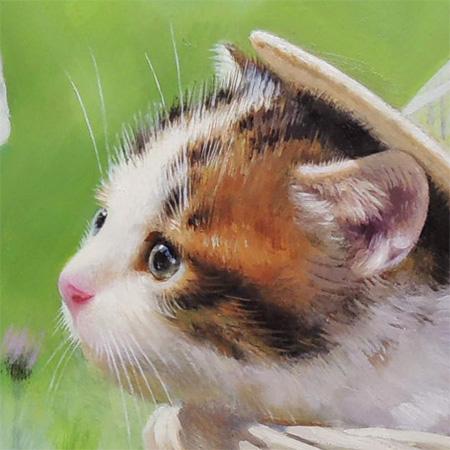 絵画 や〜こんにちわ〜 (長岡卓) 【肉筆】【油絵】【静物・動物画】【3