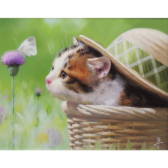 絵画 や〜こんにちわ〜 (長岡卓) 【肉筆】【油絵】【静物・動物画】【3