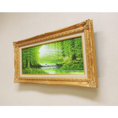 絵画 油絵 陽光 (横山守) 【肉筆】【油絵】【日本の風景】【横長