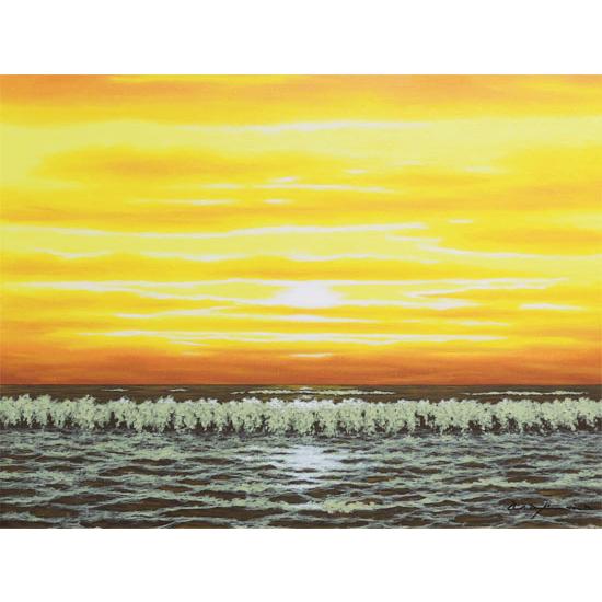 絵画 油絵 朝焼けの海 (朝隈敏彦) 【海・山】【肉筆】【油絵】【6号