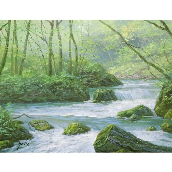 絵画 油絵 奥入瀬渓流 (関健造) 【海・山】【肉筆】【油絵】【日本の