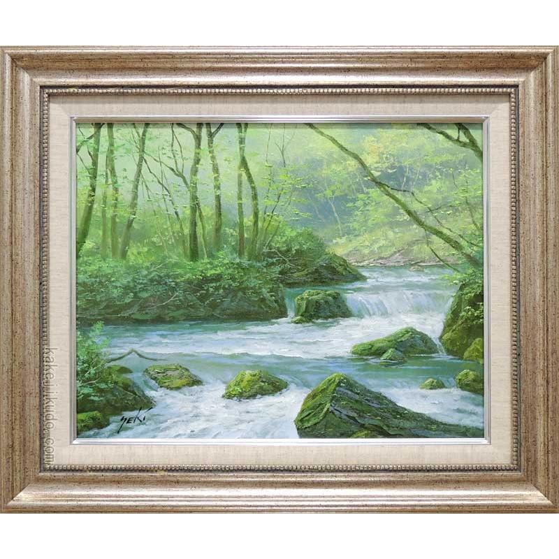 絵画 油絵 奥入瀬渓流 (関健造) 【海・山】【肉筆】【油絵】【日本の