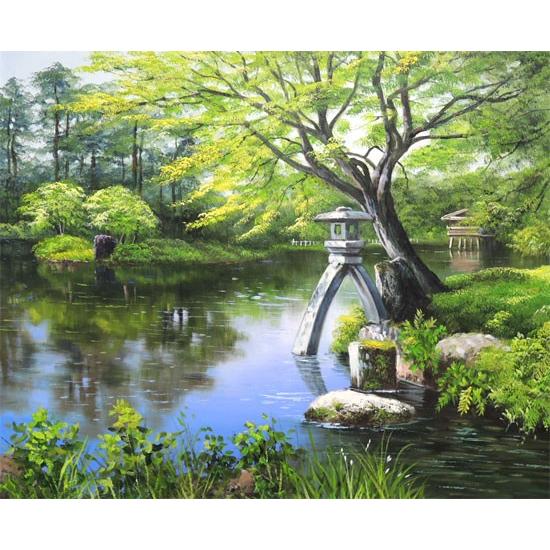 絵画 油絵 兼六園 F50号 （小池三郎） 【肉筆】【油絵】【日本の風景