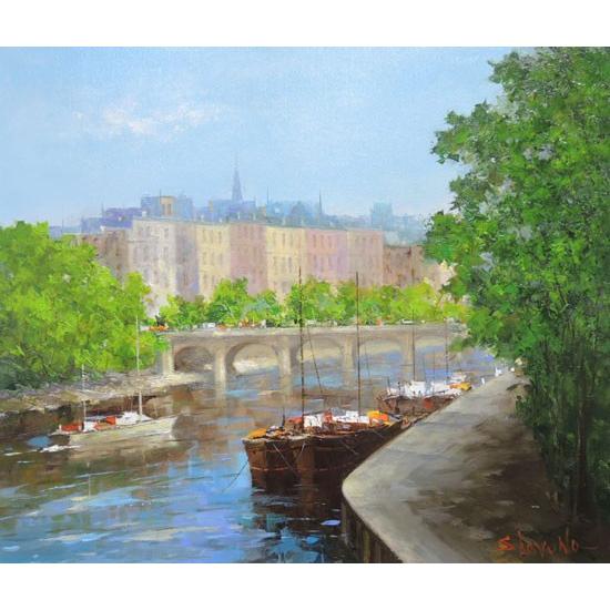 絵画 油絵 セーヌ川・パリ F30号 （春野修一） 【肉筆】【油絵】【外国