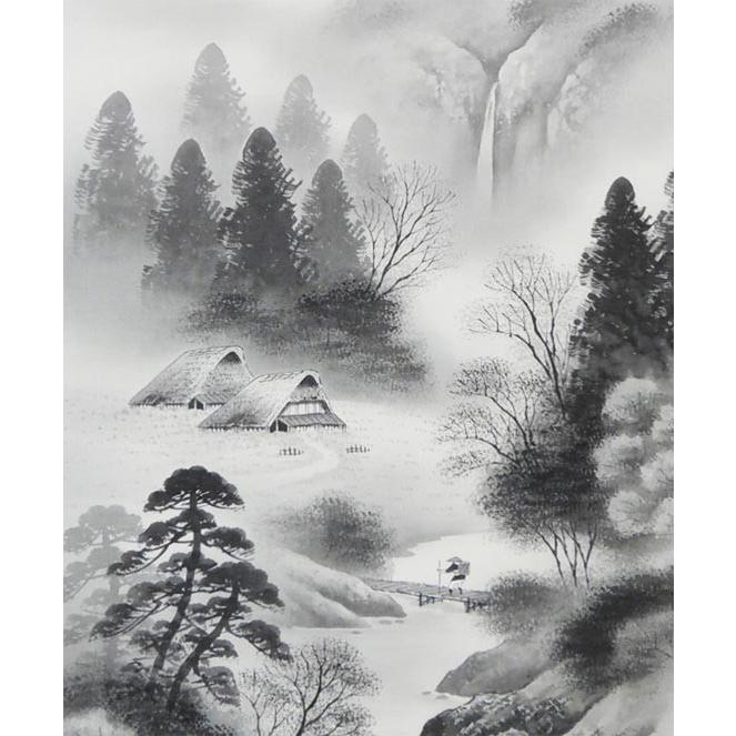 掛け軸 水墨山水 (三浦光陽) 【掛軸】【一間床・半間床】【山水