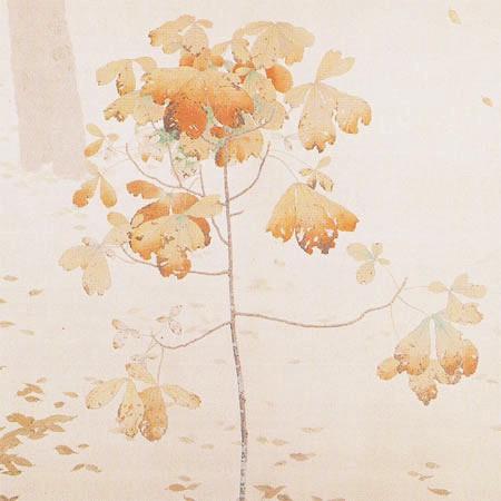 菱田春草 絵画 落葉・左隻 【複製】【美術印刷】【巨匠】【横長