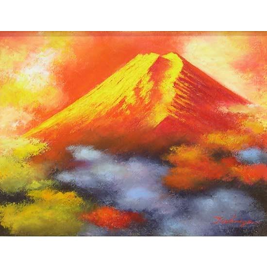 絵画 油絵 赤富士 （土屋茂） F6号 【肉筆】【油絵】【富士】【6号