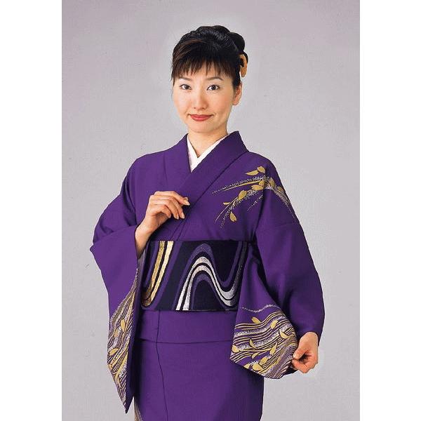 訪問着 着物 女性 踊り 絵羽 洗える着物 単衣 紫 しだれ桜 : カメヤ