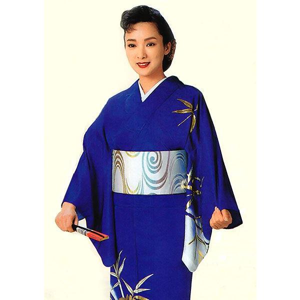 訪問着 女性 踊り 絵羽 洗える着物 納期35日 瑠璃色 竹 : カメヤ