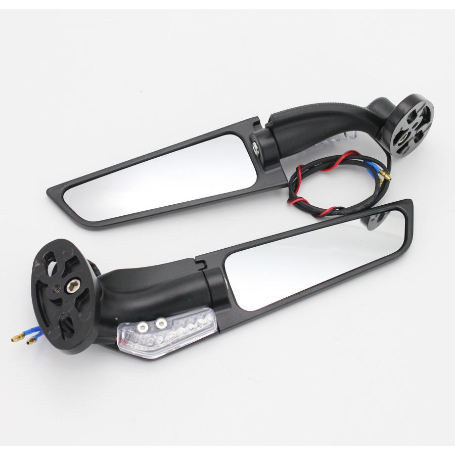 LEDウインカー付 エアロミラー ウイングミラー左右セット ブラック