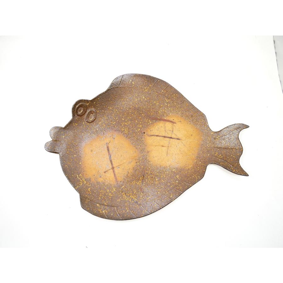 ヒラメ皿/金山焼 津軽金山焼 陶器 食器 器 おもしろい 鮃 ひらめ