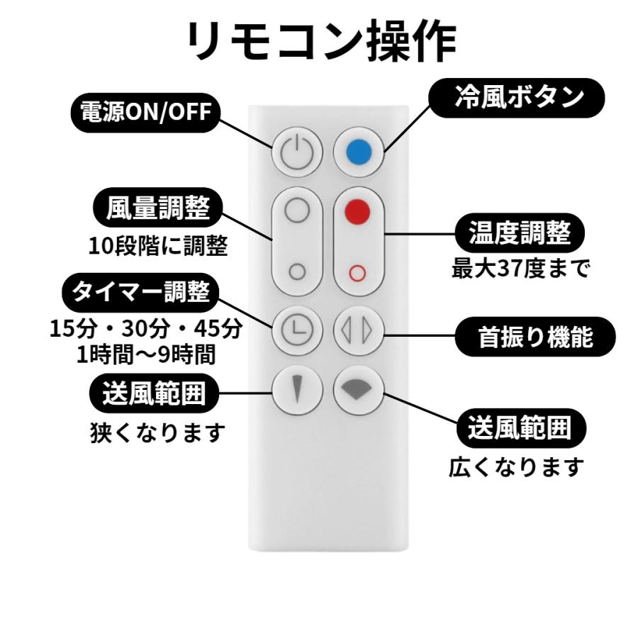 ダイソン ピュア ホット＆クール リモコン AM09 電池付 白 互換品 予備