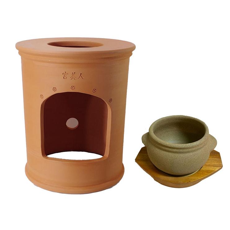 黄土ヨモギ蒸し椅子と素焼き黄土壺の2点セット : ハンビビヤフー店