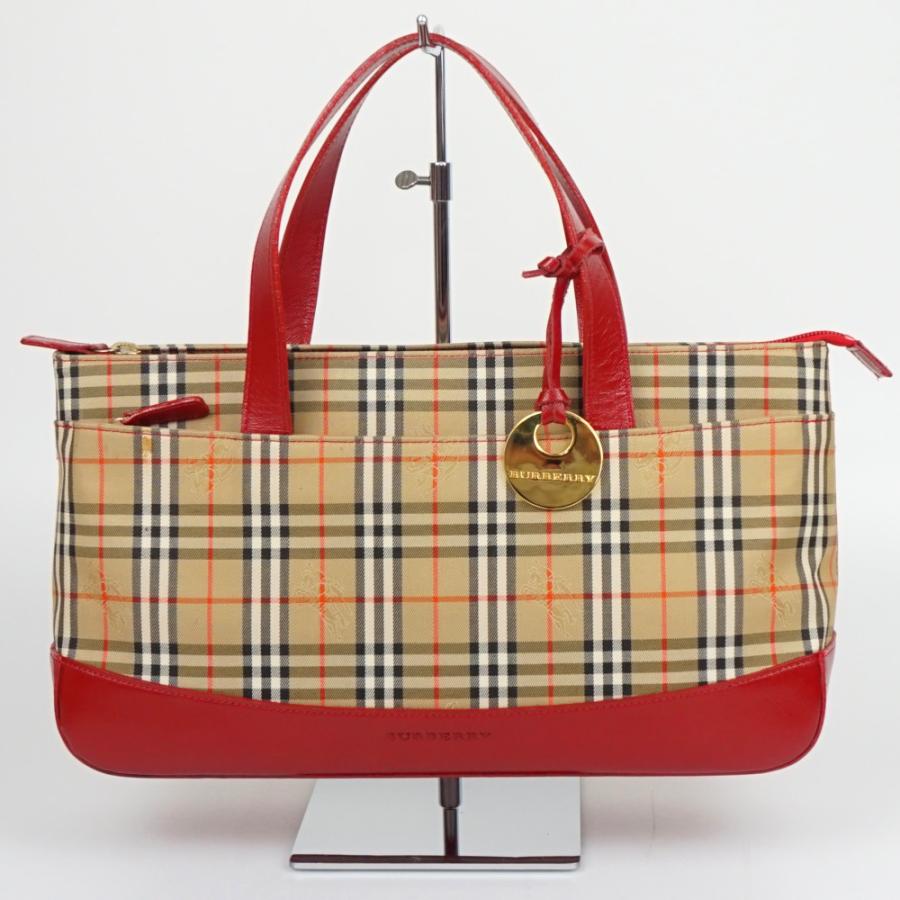 BURBERRY（バーバリー） ノバチェック ハンドバッグ ベージュ系 レッド