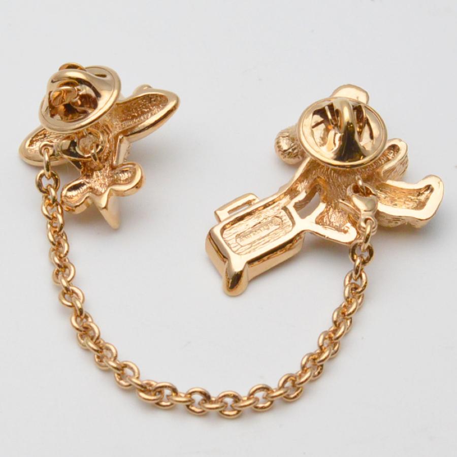 BURBERRY（バーバリー） ベア&飛行機 ピンブローチ ゴールド系 ツイン