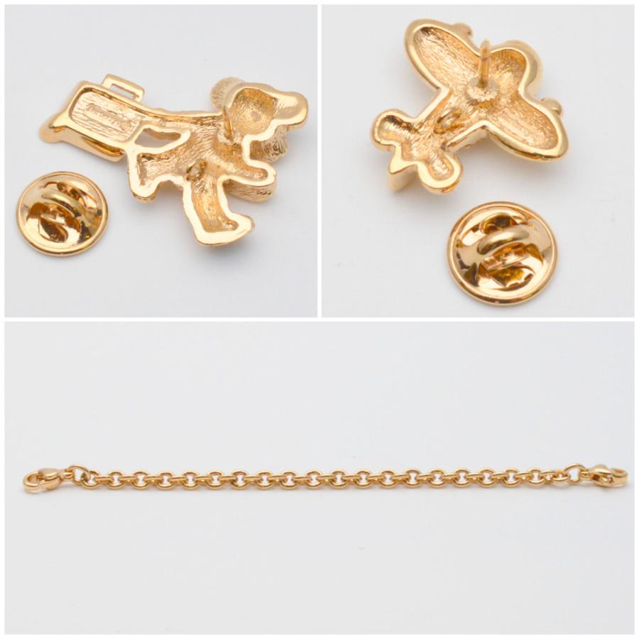 BURBERRY（バーバリー） ベア&飛行機 ピンブローチ ゴールド系 ツイン