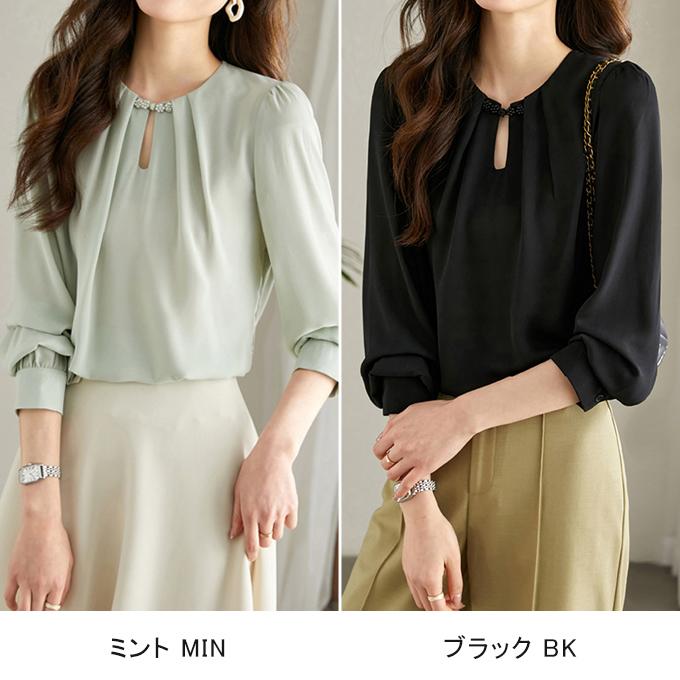 KAREI シフォンブラウス パール付き レディース シフォン ブラウス