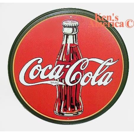 Coca Cola（コカコーラ） コカコーラ丸形ブリキ看板-B76 : ケンズ