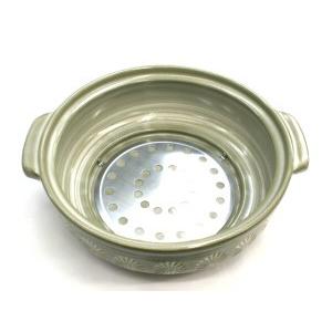 ○5ー6人用○ 日本製 萬古焼 IH対応土鍋 銀峯花三島 10号 200V電磁対応