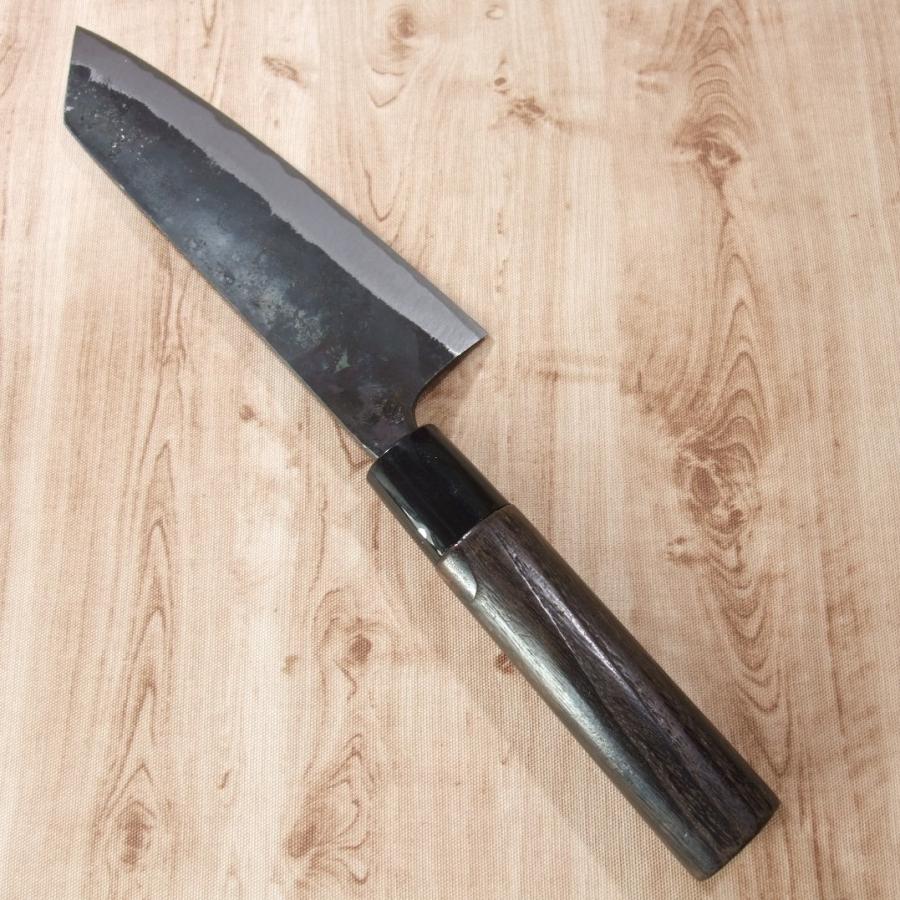 包丁 文化包丁 165mm 青紙2号 黒打ち仕上げ 焼栗柄 深水刃物 薩摩伝統