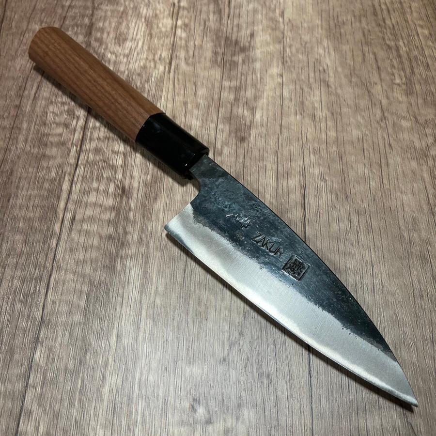 ZAKURI 小包丁 120mm 青紙ニ号 青ニ鋼 両刃 黒打仕上げ 土佐打刃物