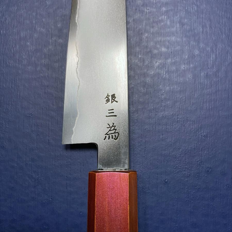 堺孝行 ペティナイフ 果物ナイフ 150mm くノ一 銀三鋼割込 桜の彫刻