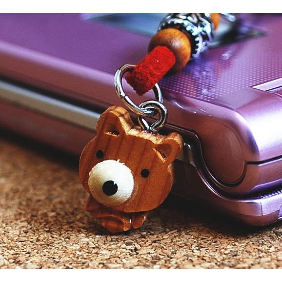 木製 くま ストラップ （K001） 北海道 木彫り 根付 ねつけ 熊