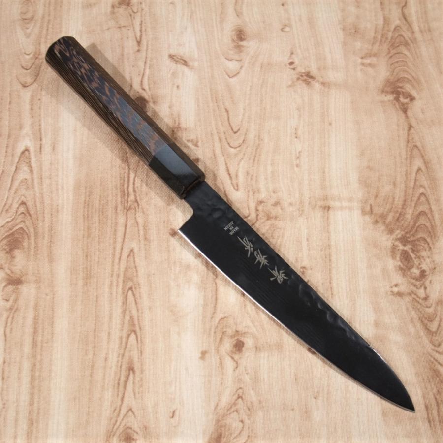 堺孝行 ペティナイフ 150mm 黒影 V金10号 槌目 フッ素加工 錆び