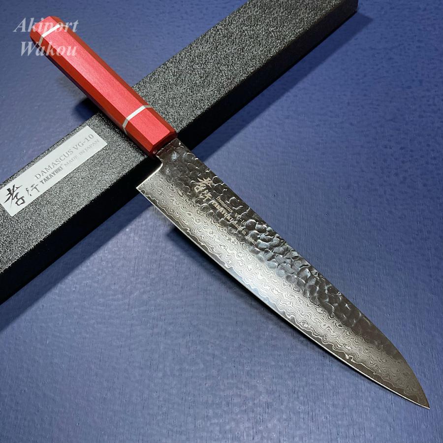 堺孝行 牛刀 包丁 和牛刀 210mm 皇赤柄 樫漆柄 VG10 V金10号 33層槌目