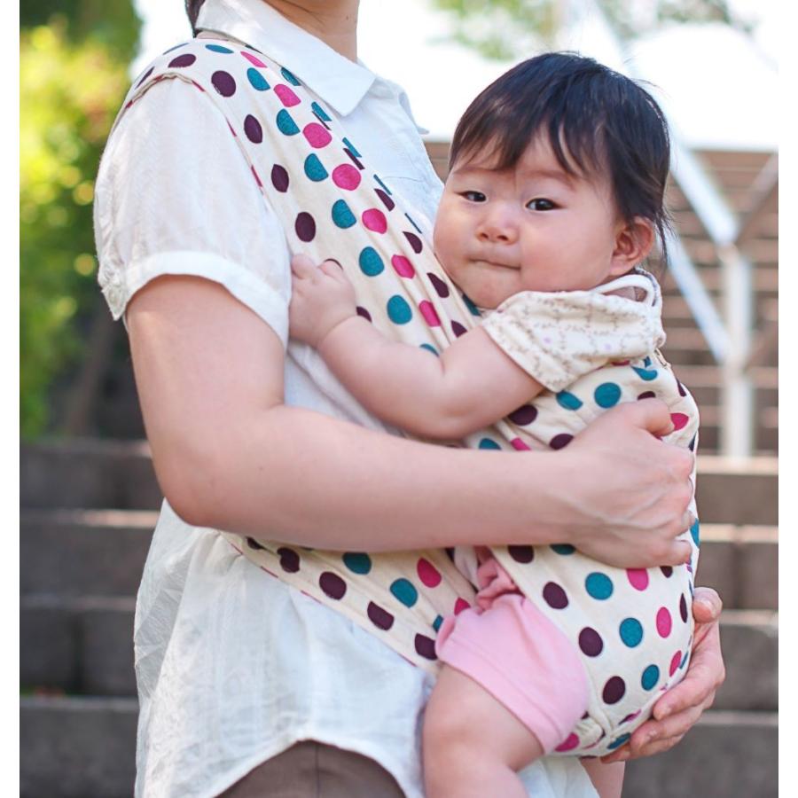 日本正規品・保証付 キウミの抱っこひも・水玉・ポーチ付き・着脱簡単