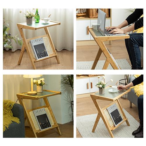 9%OFFクーポン☆ナイトテーブル サイドテーブル 竹製 2色 マガジン