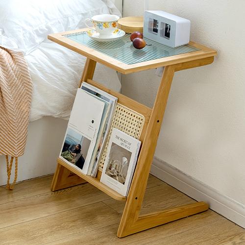 9%OFFクーポン☆ナイトテーブル サイドテーブル 竹製 2色 マガジン