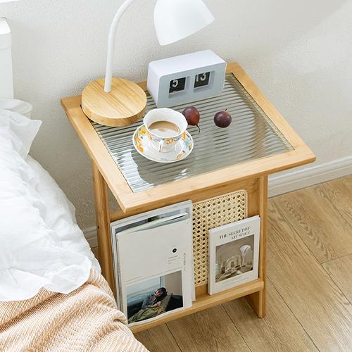9%OFFクーポン☆ナイトテーブル サイドテーブル 竹製 2色 マガジン