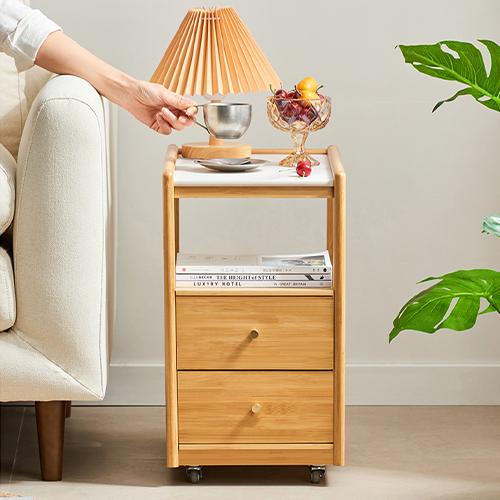 9%OFFクーポン☆ナイトテーブル サイドテーブル 竹製 おしゃれ 2色 幅