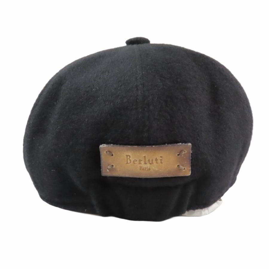 Berluti（ベルルッティ） 良品 カシミヤ100％ キャップ レザー