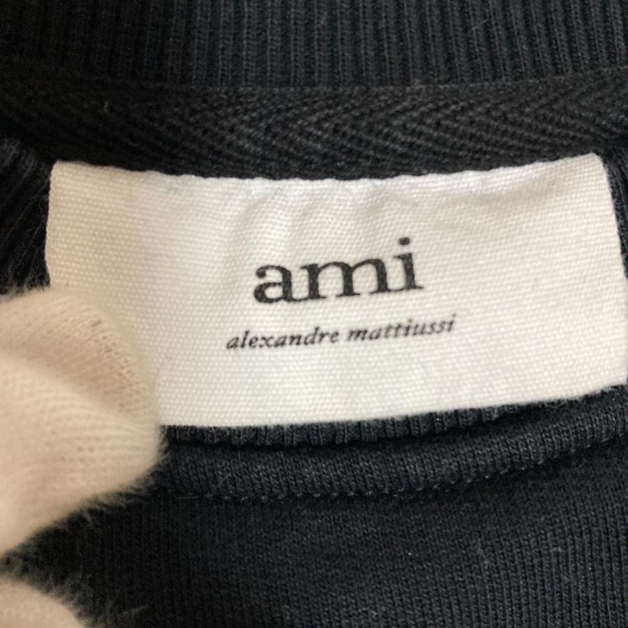 AMI PARIS アミパリ ハートロゴ刺繍 スウェットトレーナー S ブラック