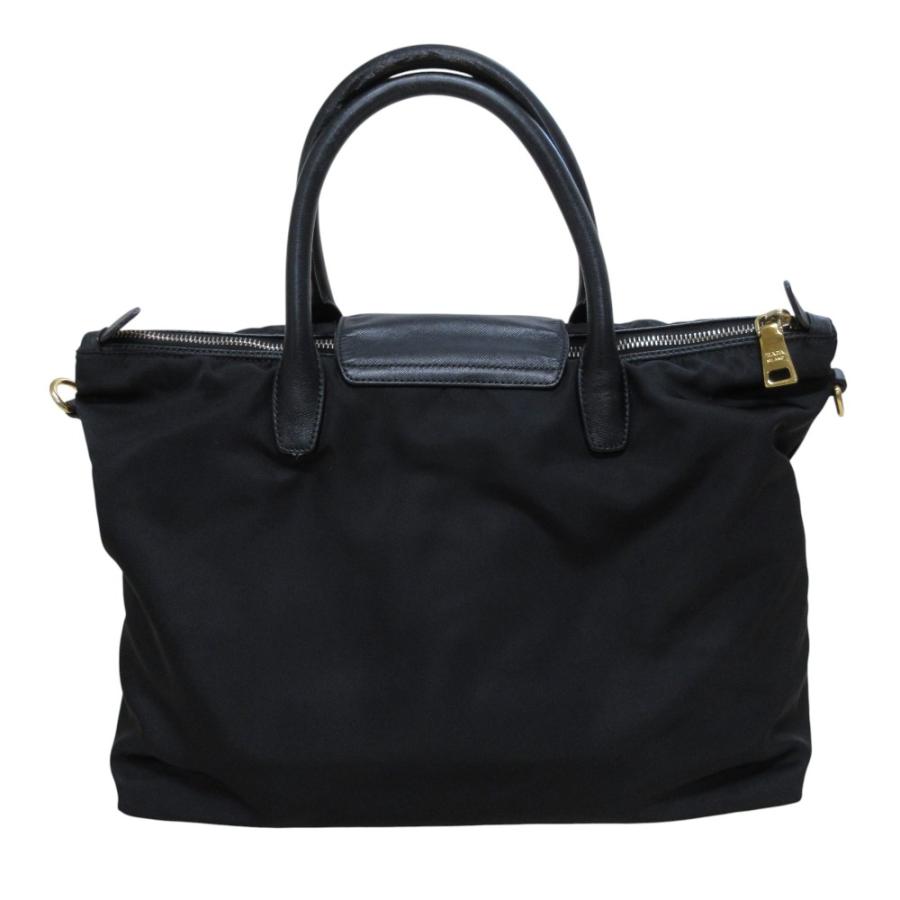 PRADA（プラダ） ナイロン レザー ハンドバッグ 1BA106 ブラック