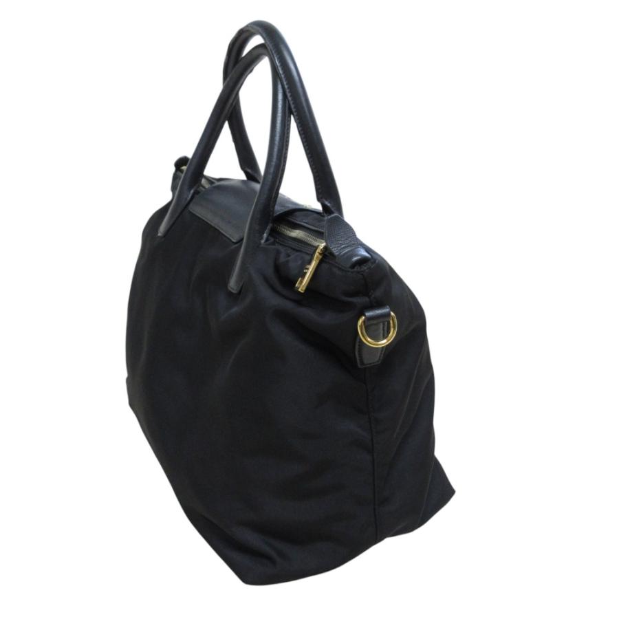 PRADA（プラダ） ナイロン レザー ハンドバッグ 1BA106 ブラック