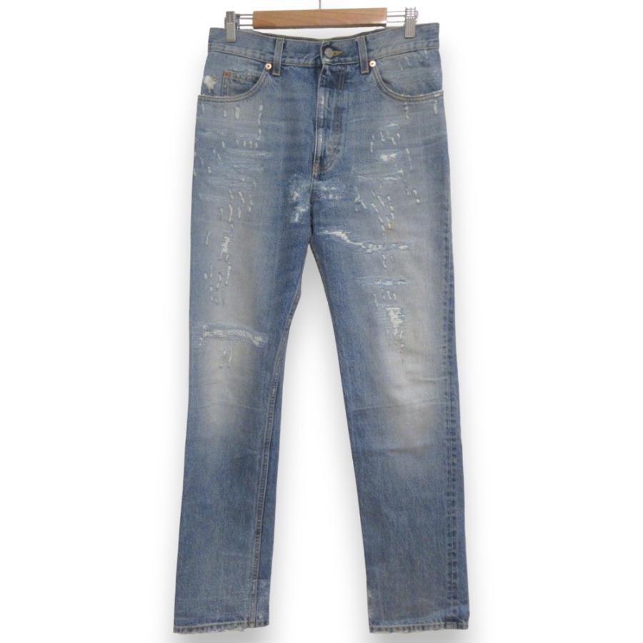 GUCCI（グッチ） 美品 ダメージ加工 ロゴパッチ デニムパンツ ジーンズ