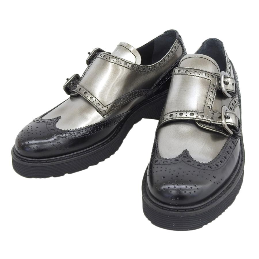 PRADA（プラダ） 美品 バイカラー ウイングチップ ダブルモンク