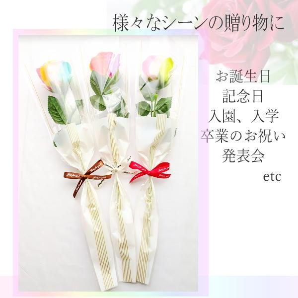 ソープフラワー 1本花束 1輪 一輪 一本 バラ レインボーローズ 花束