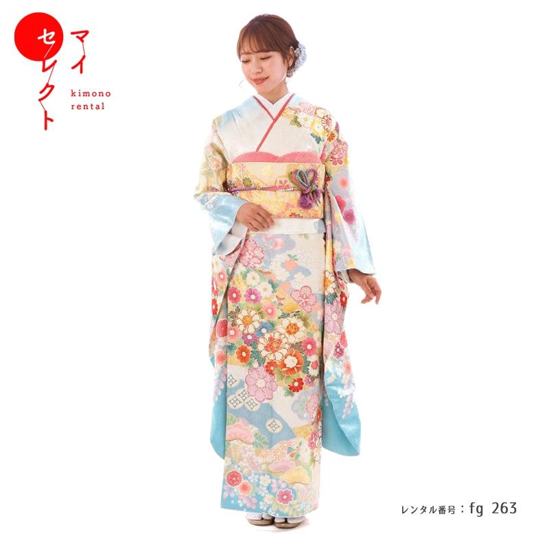 振袖レンタル 吉澤友禅 正絹 fg-263b フルセット一式 着物 人気 ネット