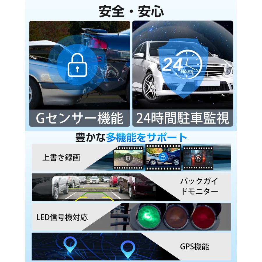 ドライブレコーダー ミラー型 4K画質王 GPS追跡 前後 2カメラ 4K UHD