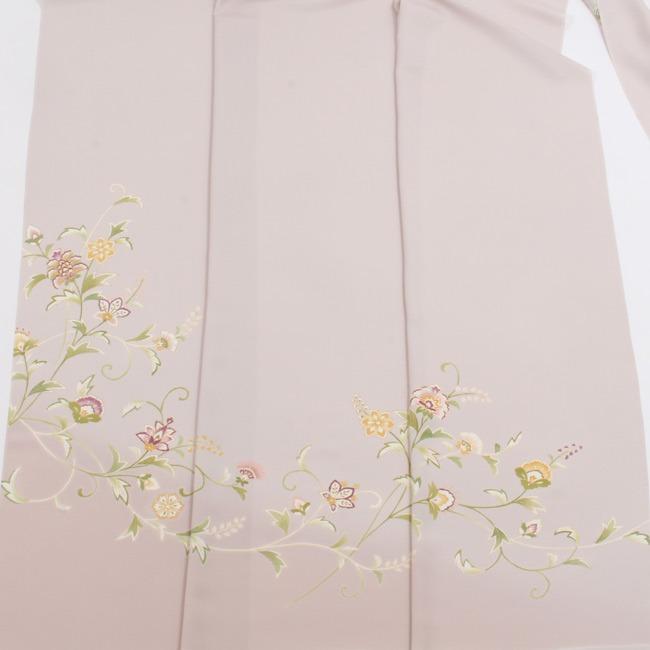 きもの 和 付け下げ 付下げ 着尺 京友禅 正絹 更紗文様 唐花文 桜鼠