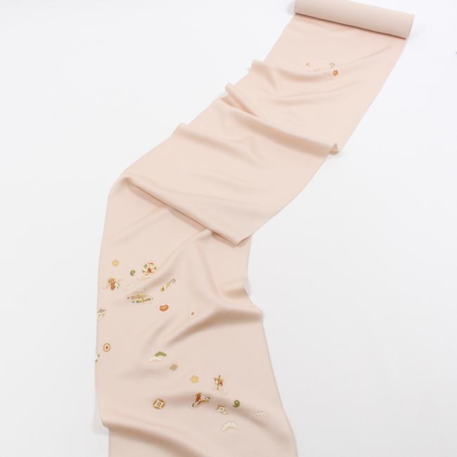 きもの 和 付け下げ 付下げ 着尺 手描き京友禅 正絹 ピンクベージュ色