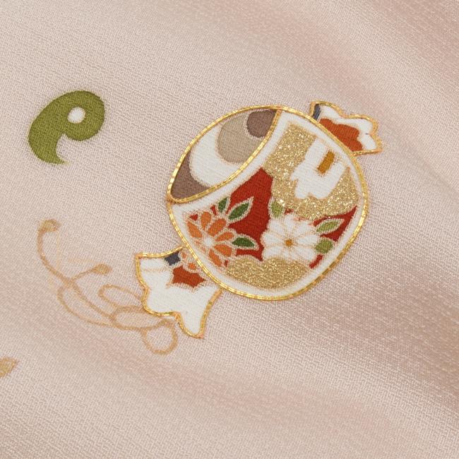 きもの 和 付け下げ 付下げ 着尺 手描き京友禅 正絹 ピンクベージュ色