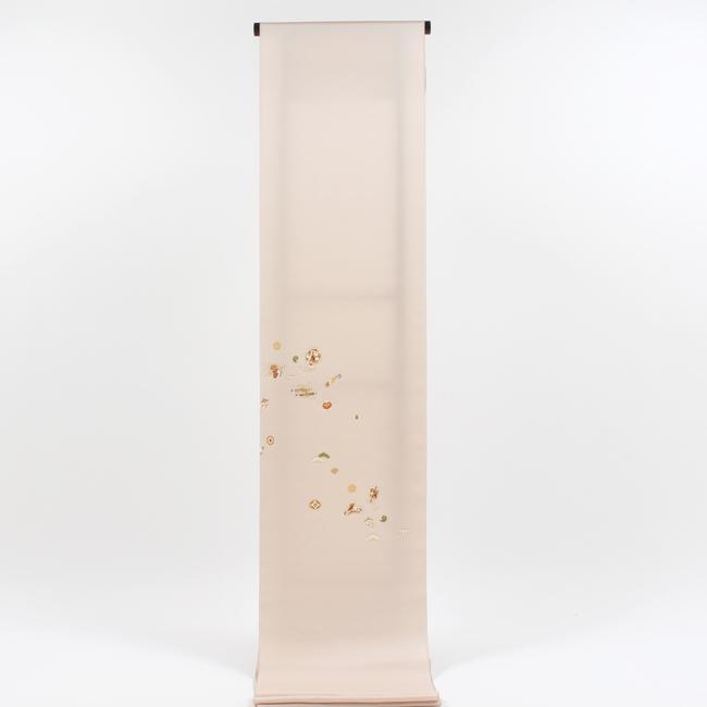 きもの 和 付け下げ 付下げ 着尺 手描き京友禅 正絹 ピンクベージュ色