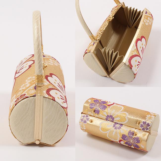 きもの 和 草履バッグセット 西陣織 帯地 和装バッグ × 草履 金 桜